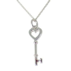 Tiffany & Co 925 Heart Key Pendant Necklace j111-89